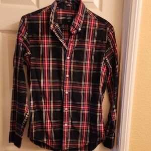 J. Crew Black and Red Casual Button Down Shirt